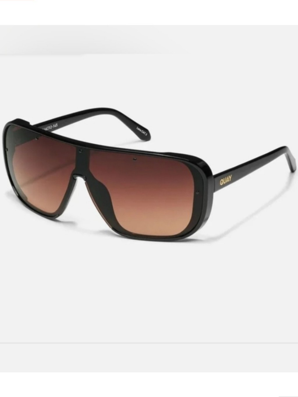 Quay Australia Black Frame Sunglasses With Brown Gradient Lenses New